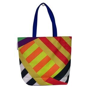 NWT New Donald X Clinique 100% Polyester Free Gift Striped Makeup Tote Bag